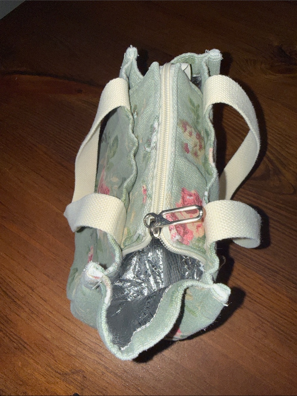 Floral Canvas lunch Bag in Sage Green - Picture 5 of 11